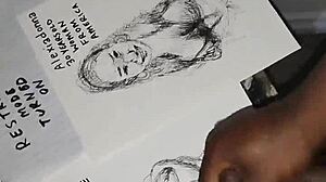Ecstatic cum drenches women's tits in quick sketch climax