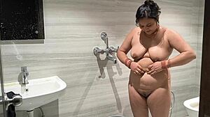 Desi Puja Baby's Chubby Tits Drip in Morning Shower Deepthroat Doggystyle Session!