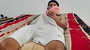 jasmine's half brother pops cherry with rubber pussy toy