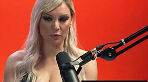 big tits blonde milf strips naked for solo playtime