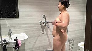 Desi Puja Baby's Chubby Tits Drip in Morning Shower Deepthroat Doggystyle Session!