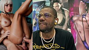 Tan Tits Ebony Slut Double Penetrated Publicly Cum Covered Bald Pussy POV