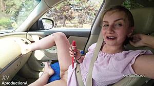 18yo drenches car seat squirting then pisses on face part ii