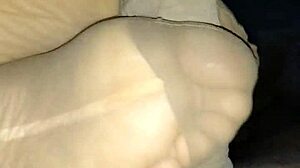 Filling Girlfriend's Nylons with Cum After Steamy Stocking Footjob