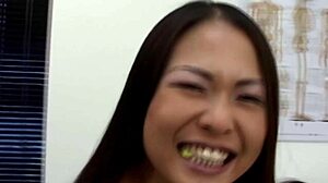 Sexy Asian Beauty's Perfect Oiled Ass In Thong Panties During Naked Exam.