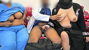doctor sneaks fun with patient as nurse watches every thrust