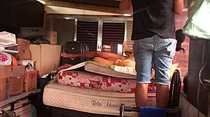 Behind scenes milf latina sucks monster cock while cuck films