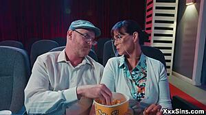 older couple disturbed by horny teen pair fucking in cinema
