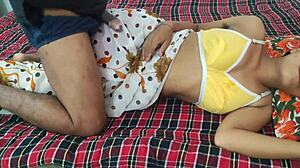 Sexy Indian bhabhi seduces neighbor davar for hardcore ride while hubby duties