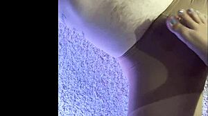 Making my husband wear soaked pantyhose while i stroke footjob pleasure