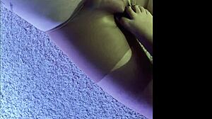 Making my husband wear soaked pantyhose while i stroke footjob pleasure