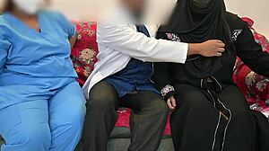 doctor sneaks fun with patient as nurse watches every thrust