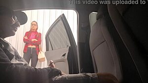 redhead punk flashes risky street bus stop handjob tease