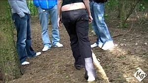 delta white dogging sucks three big cocks outdoor cum tits