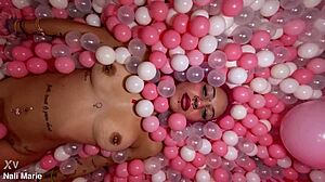 pink bimbo nali marie 18+ BALLPIT feet boobs dirt!