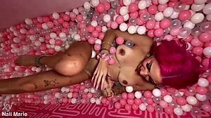 pink bimbo nali marie 18+ BALLPIT feet boobs dirt!