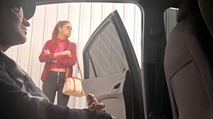 redhead punk flashes risky street bus stop handjob tease