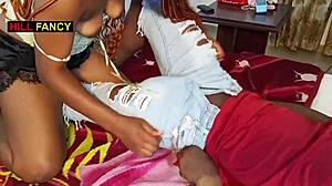 ghanian ebony cutie gives hot bedroom blowjob on black cock