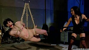 i'm tied up choking on strapon while ass gets wrecked bad