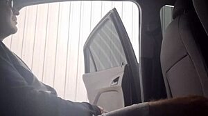 redhead punk flashes risky street bus stop handjob tease