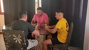 My husband called friends for cards, I fucked all three