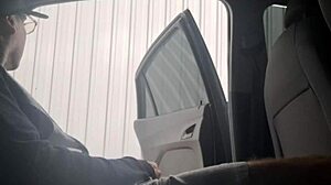 redhead punk flashes risky street bus stop handjob tease