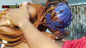 ghanian ebony cutie gives hot bedroom blowjob on black cock