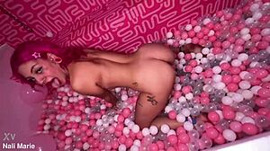 pink bimbo nali marie 18+ BALLPIT feet boobs dirt!