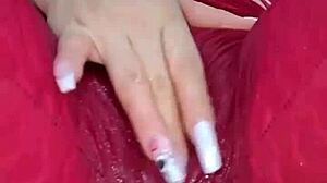 Rubbing pussy through leggings until soaked as colombian amateur dirty talks wildly