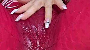 Rubbing pussy through leggings until soaked as colombian amateur dirty talks wildly