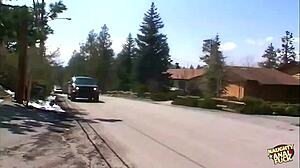 Busty blonde's outdoor date turns into tight anal ride and cum swallow