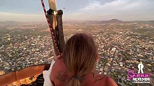 date night risky balloon sex over pyramids she swallows!