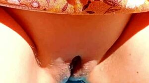 mature exhibitionist flashes close up pussy sporting love heart
