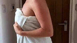 Julia north swallows cum after shower blowjob face fuck!