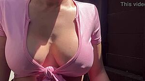 italian milf artemisia shakes big tits outdoors horny