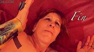 Granny in corset fishnets blows superhero cock in modern justice league roleplay