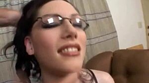 Petite Teen Glasses Girl Takes Rough Anal Facial Cumshot Pounding