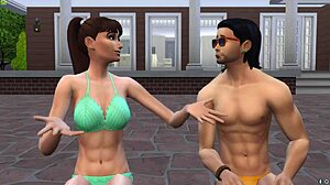 muscle babe takes monster cocks poolside pounding