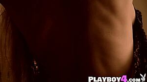 Russian milf strips lingerie slow, exposing small natural tits and shaved pussy fully