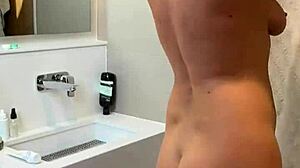 Julia north swallows cum after shower blowjob face fuck!