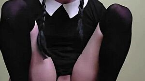 Ts Wednesday begs for huge dildo cum chloe cox