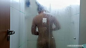 morena macetada teases tight wet pussy in shower craving your tongue?
