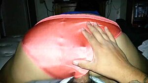 Orange Satin Panties Wrap Around Cock for Intense Panty Job Fucking Action