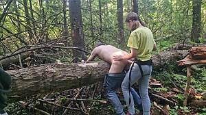 whoa, anastasia the mistress pegs sissy sasha's ass outdoors with her strapon hard!