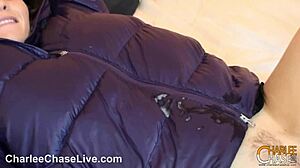 Big tit housewife Charlee Chase fucked hard in puffy jacket.