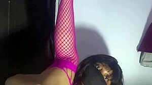 Ebony beauty spreads juicy pussy wide masturbating close up!