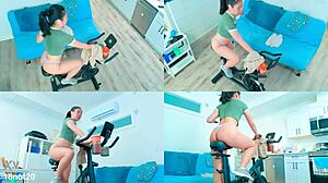 18not20 Rides Exercise Bike in Athletic Asian Workout Fetish