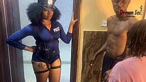 Nasty Cop FFM Threesome Creampies Ebony Suspect