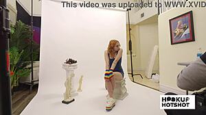 BTS Riley Jean's Colorful Backstage Skirt Tease And Pussy Flash