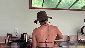 brazilian bimbo vlogs beach day with huge cock sucking